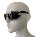 Chanel 71557 Black & Silver Diamanté Shield Sunglasses