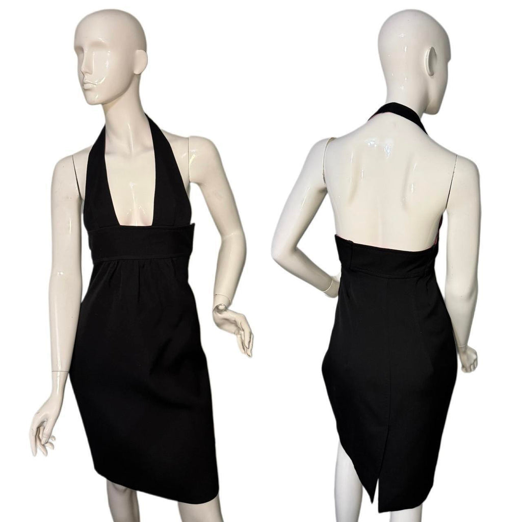 Vintage Dsquared2 Black Plunge Midi Dress