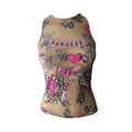 Vintage Versace Mesh Tattoo Slogan Tank Top