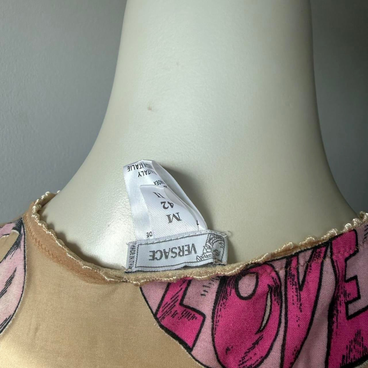 Vintage Versace Mesh Tattoo Slogan Tank Top