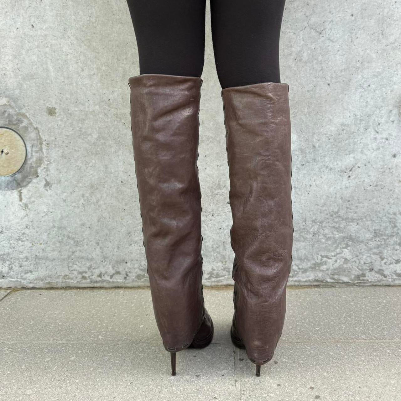 Roberto Cavalli Cuffed Knee High Leather Stiletto Boots
