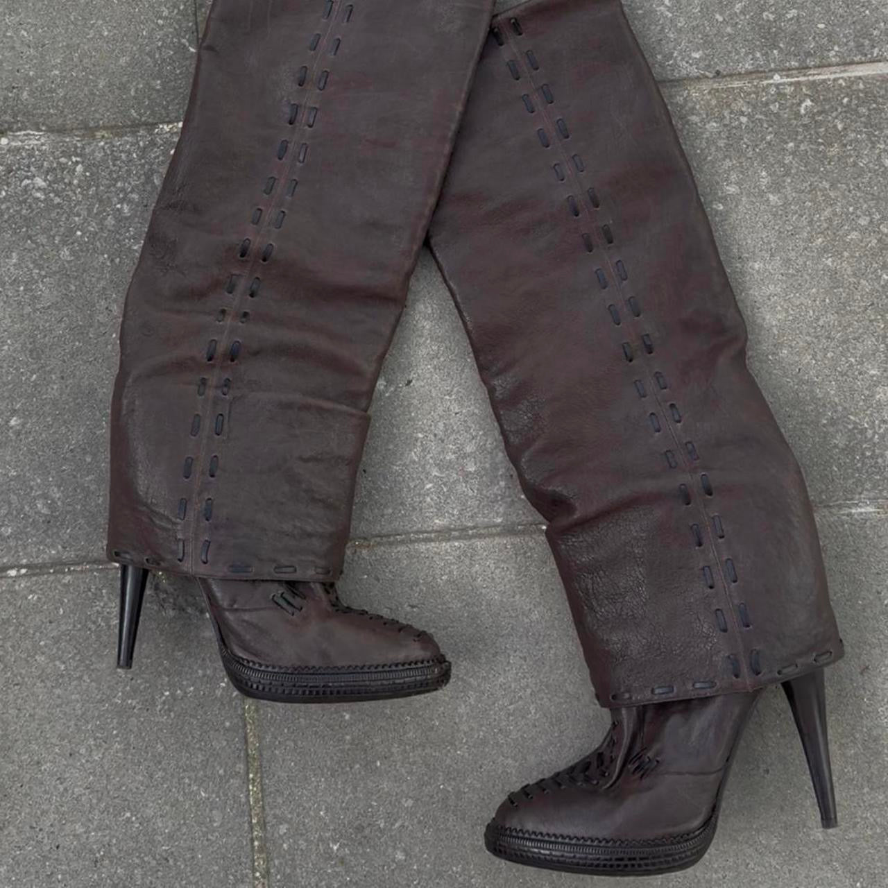 Roberto Cavalli Cuffed Knee High Leather Stiletto Boots