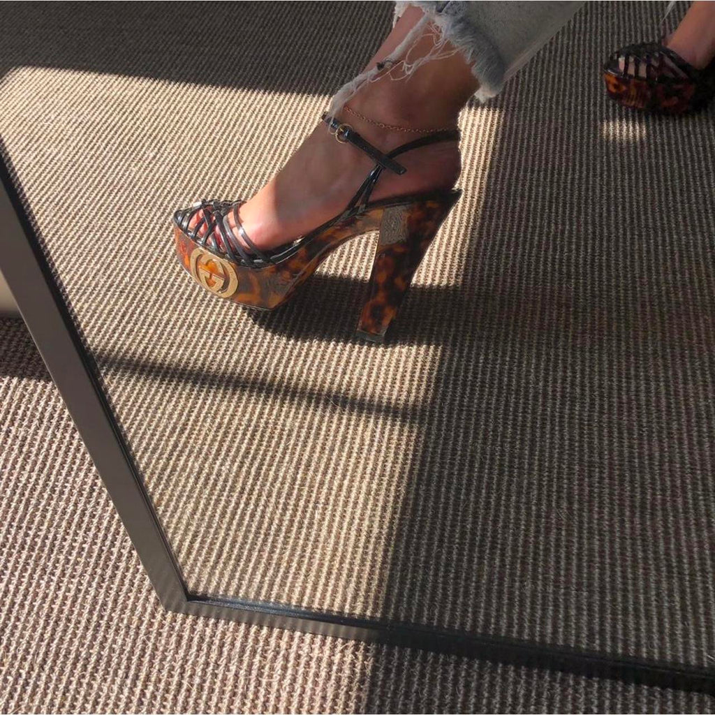 Gucci Tortoise Shell & Black Patent Platform Heels