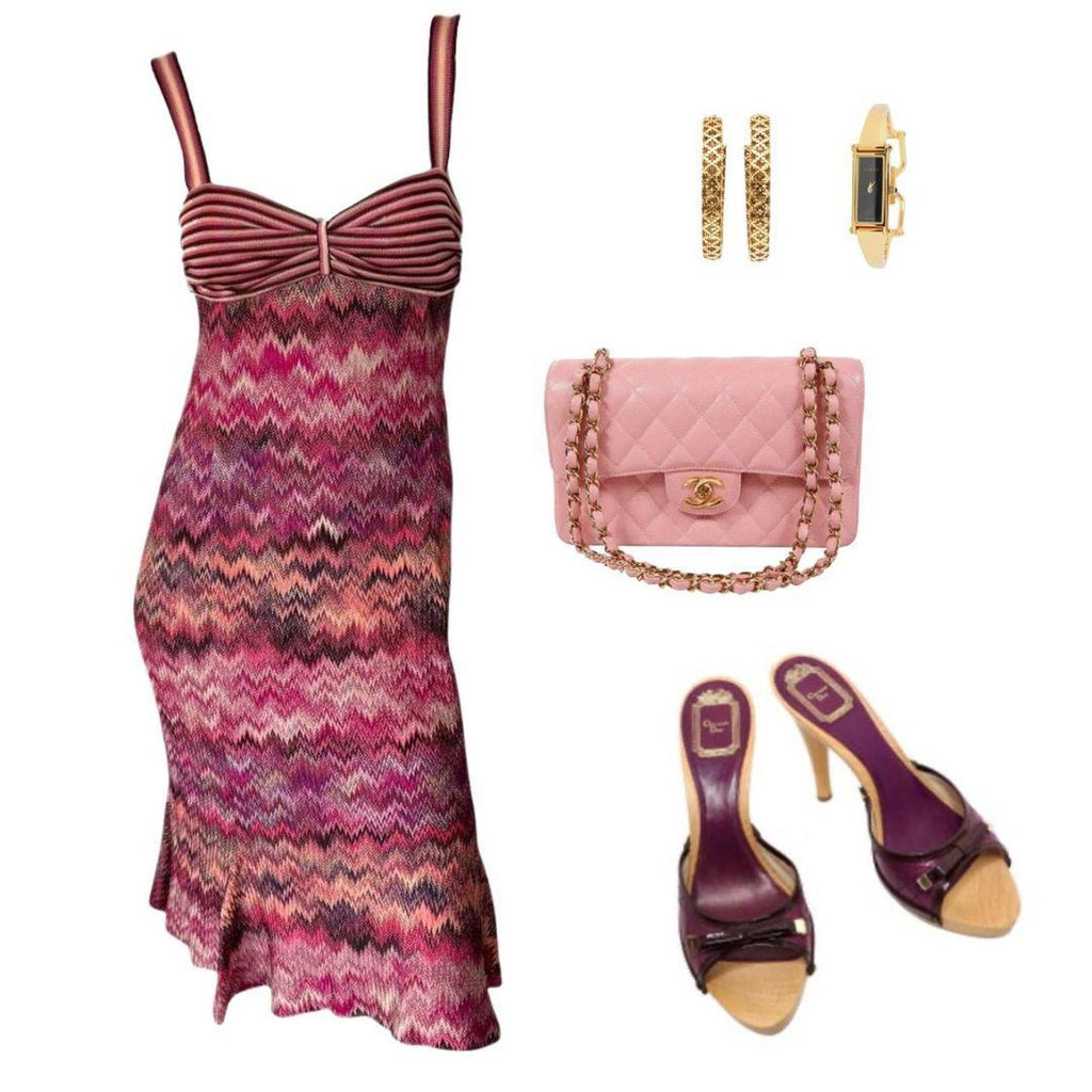 Vintage Missoni Pink Knit Midi Dress