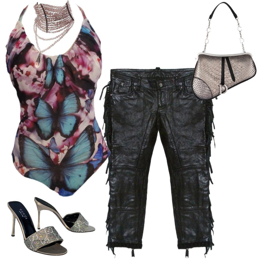 Jean Paul Gaultier Mesh Butterfly Bodysuit Swimsuit
