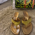 Gucci By Tom Ford Green Velvet Thong Kitten Heels
