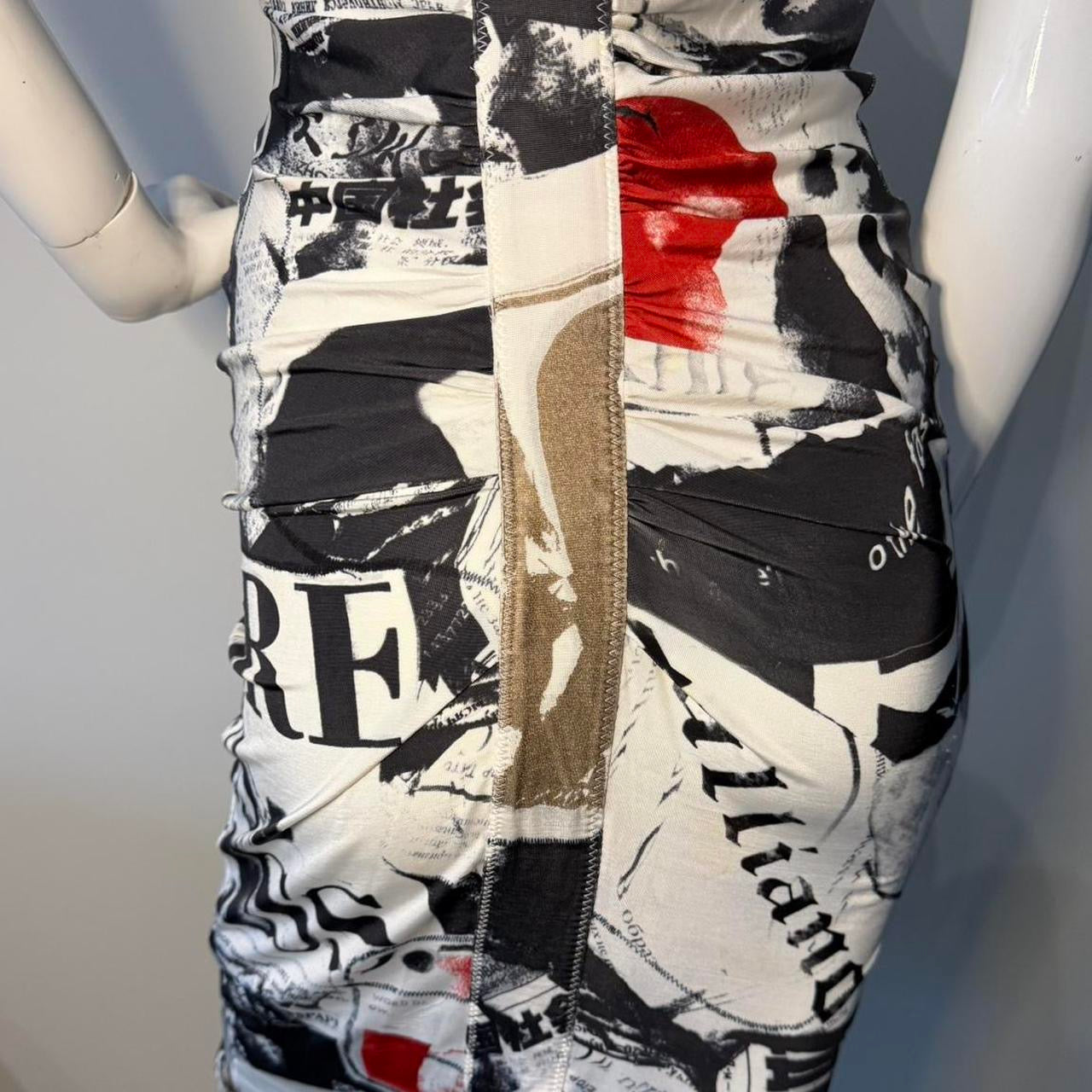 John Galliano Newspaper Print Midi Dress