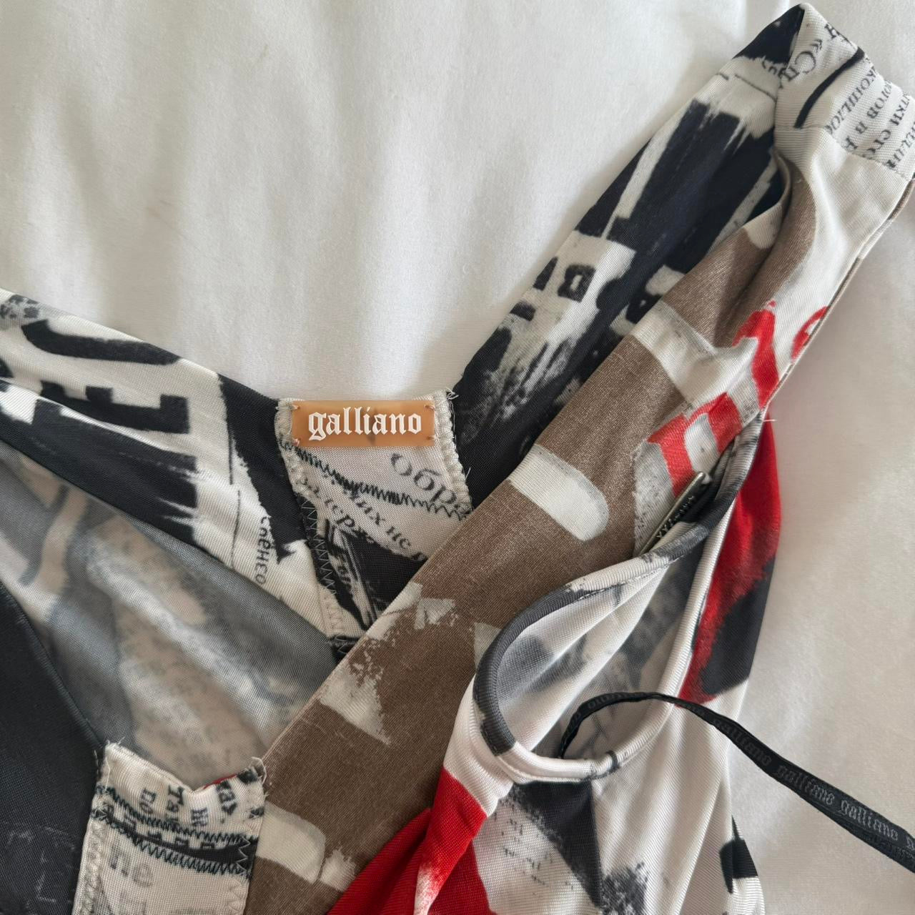 John Galliano Newspaper Print Midi Dress