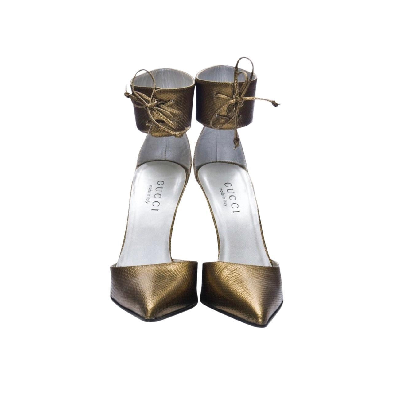 Gucci x Tom Ford Kate Moss Bronze Lace Up Court Heels