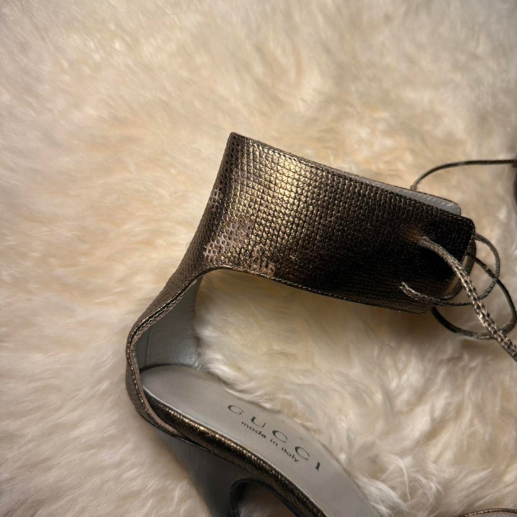 Gucci x Tom Ford Kate Moss Bronze Lace Up Court Heels