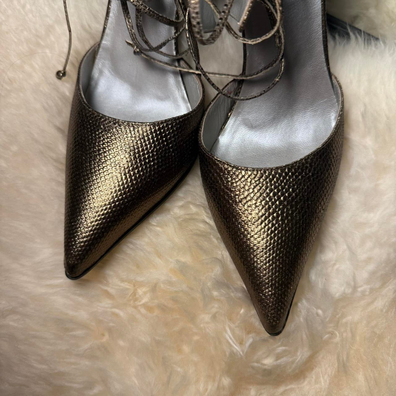 Gucci x Tom Ford Kate Moss Bronze Lace Up Court Heels
