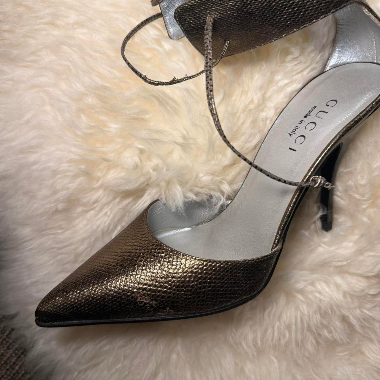 Gucci x Tom Ford Kate Moss Bronze Lace Up Court Heels