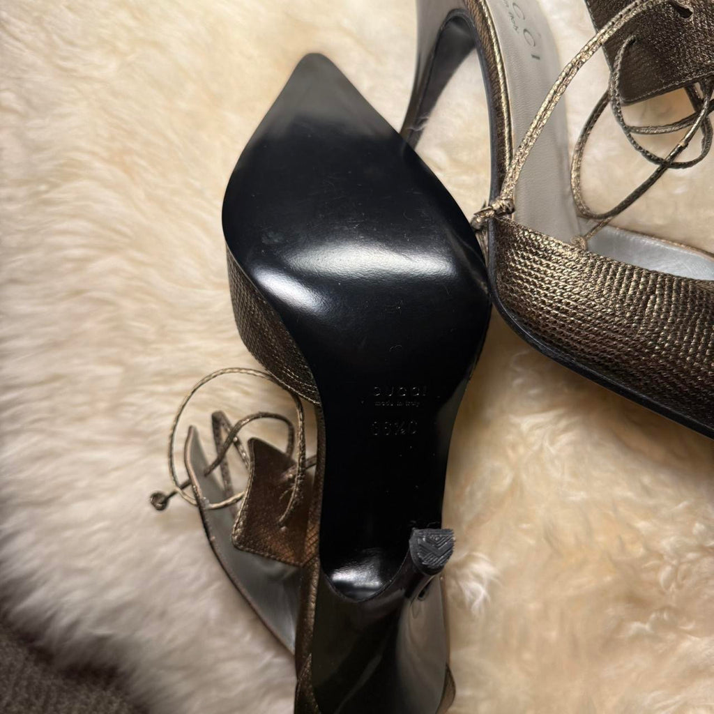 Gucci x Tom Ford Kate Moss Bronze Lace Up Court Heels